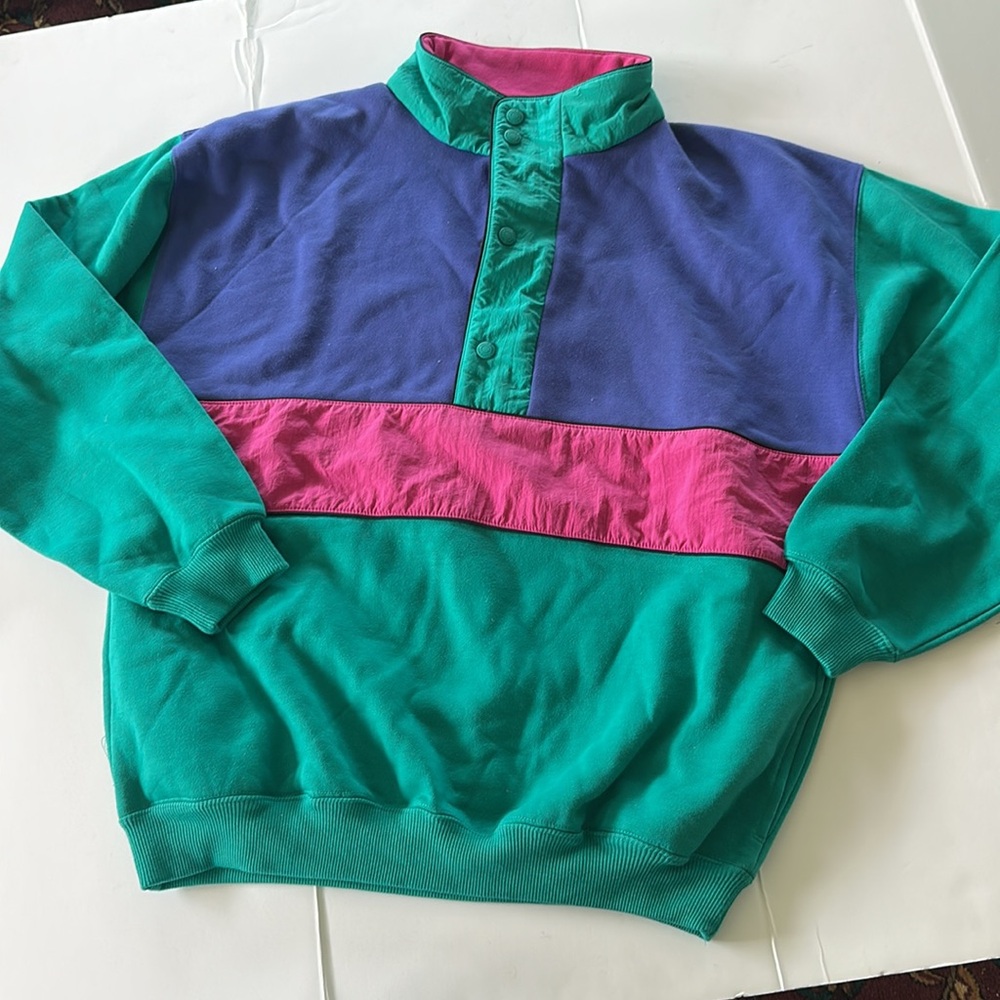 Eddie Bauer Vintage Colorblock Pullover Sweatshirt size Medium - Picture 2 of 8